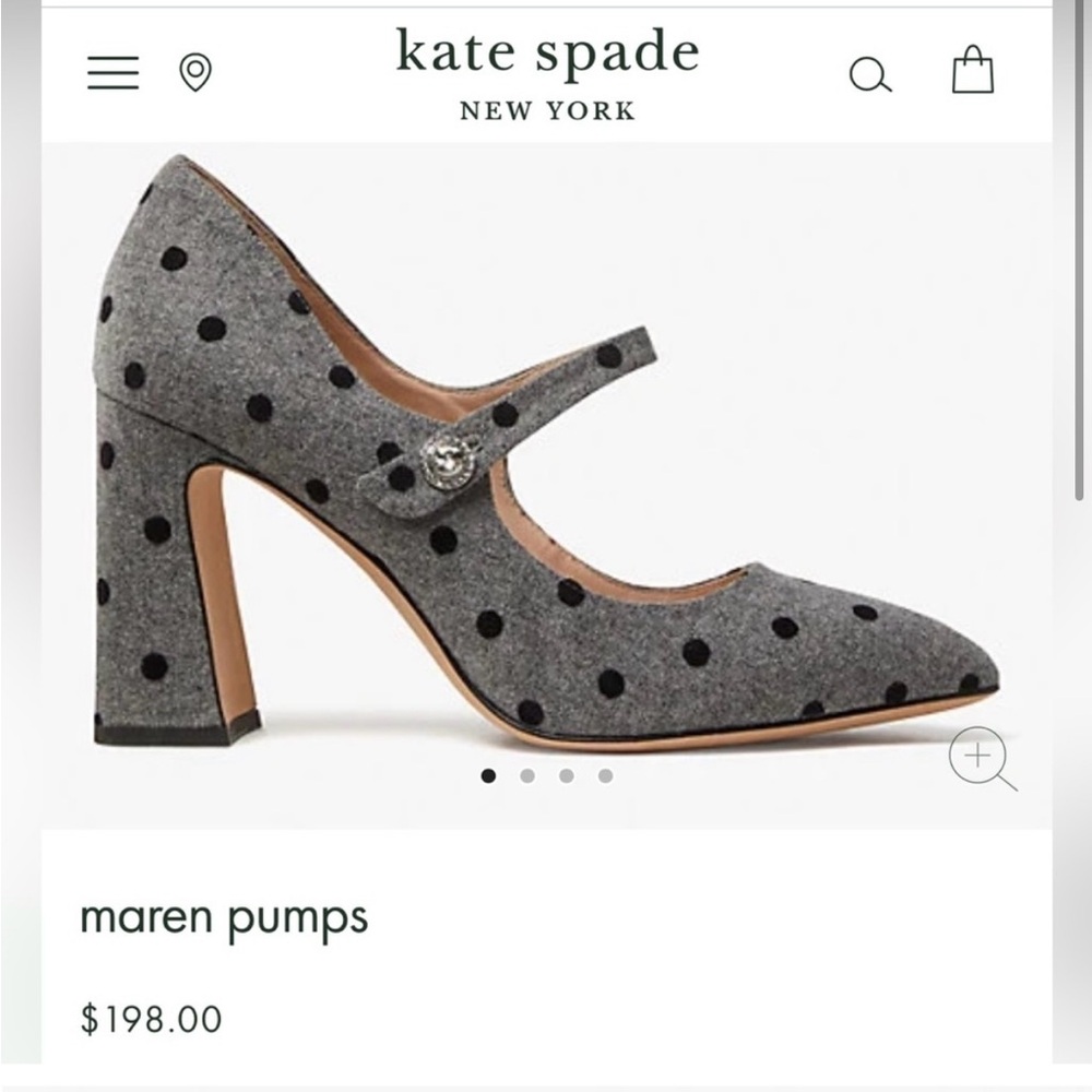 Brand New without Box Kate Spade “Maren”grey and black velvet dot Mary Jane